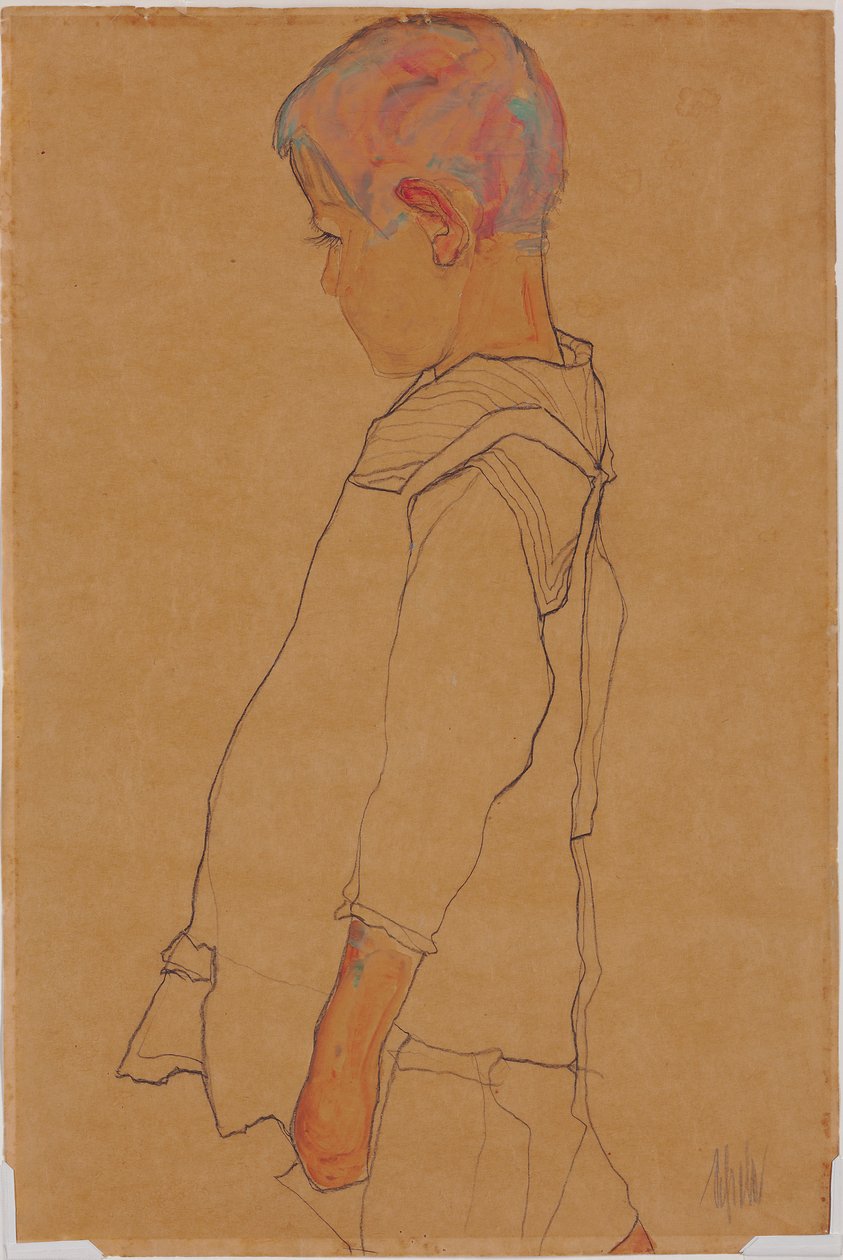 Child in profile facing left by Egon Schiele