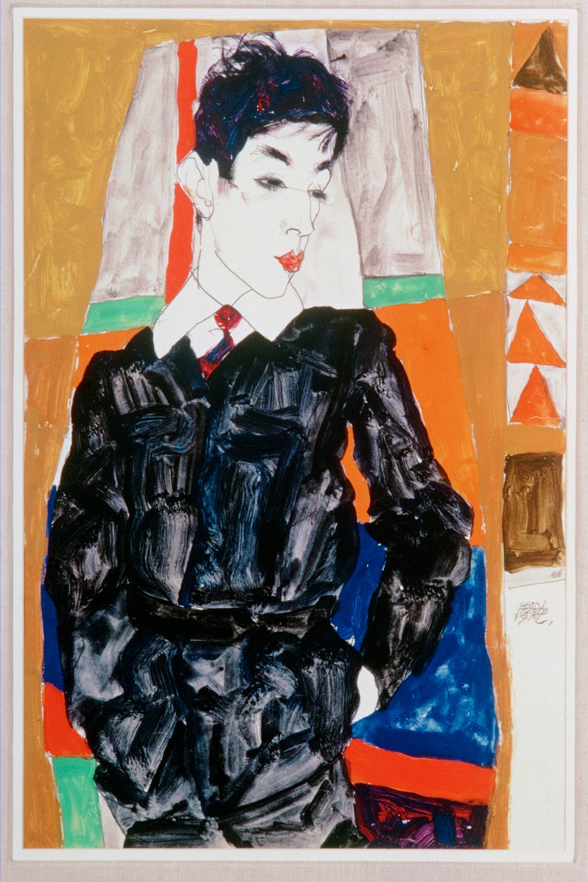 Erich Lederer in Front of a Window, Gyoer by Egon Schiele