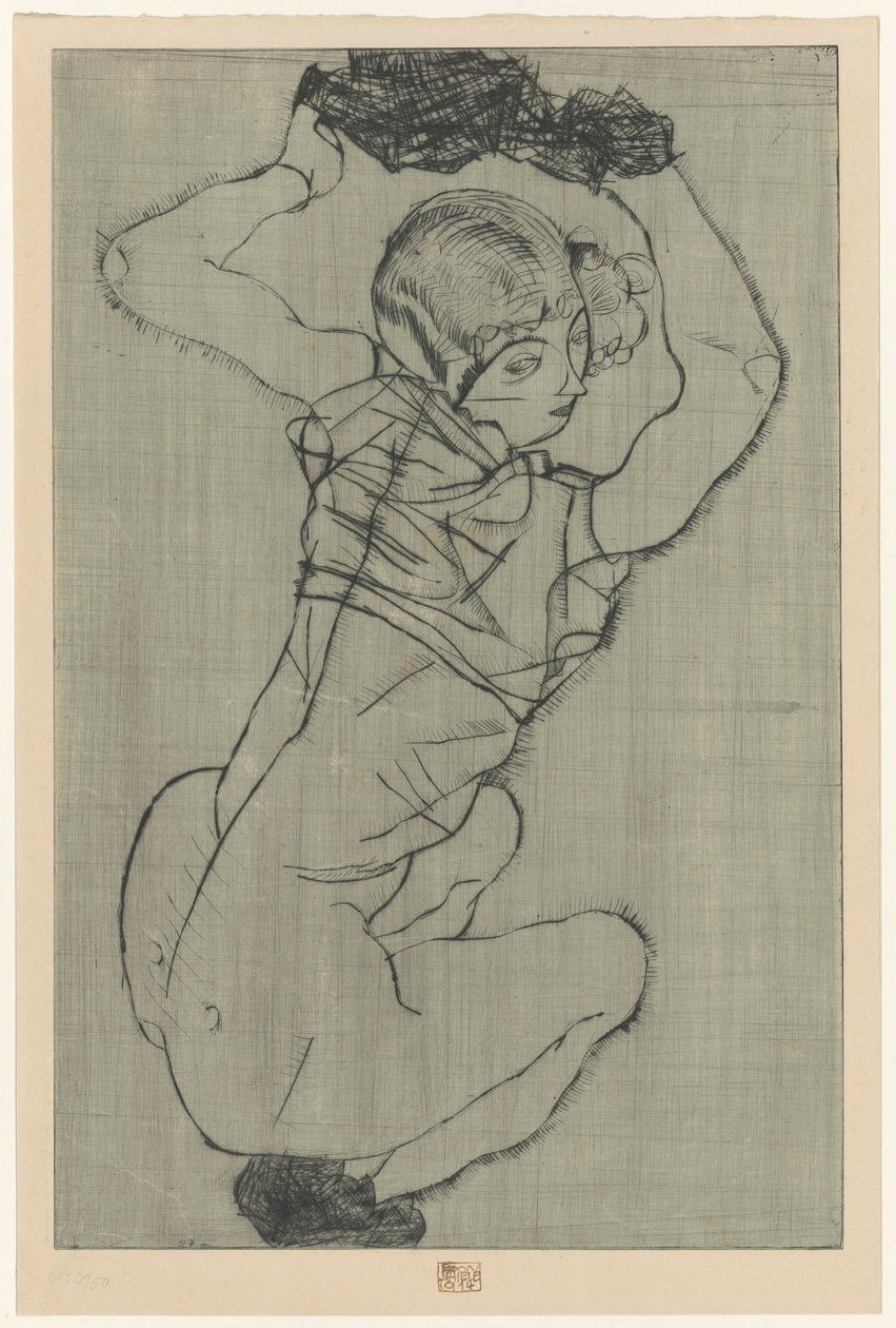 Crouching by Egon Schiele