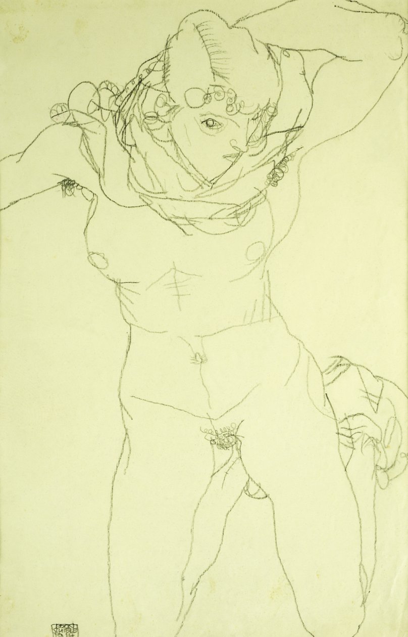 Kneeling Nude from the Front, 1914 by Egon Schiele
