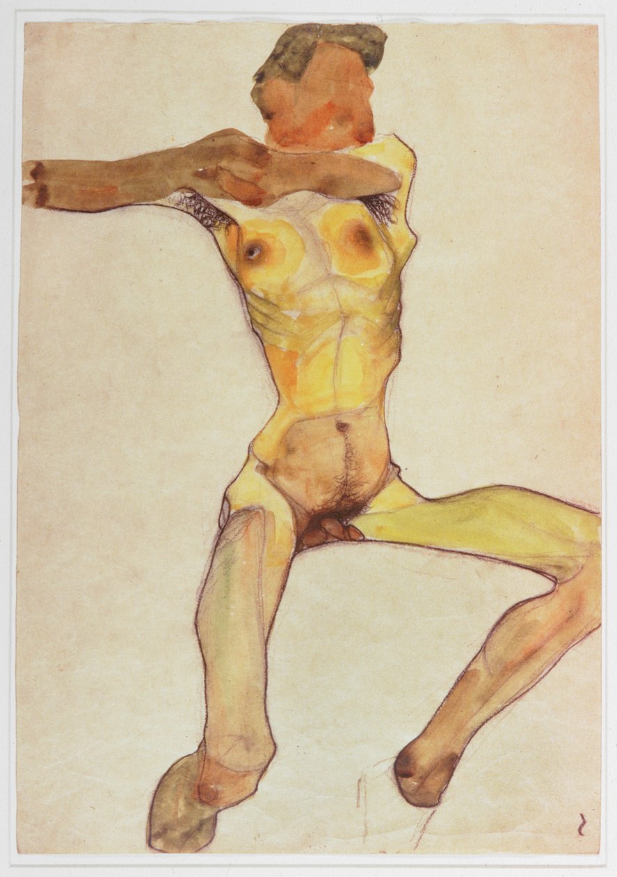 Male Nude, Yellow by Egon Schiele