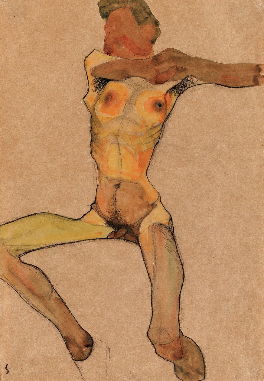 Male Nude, Yellow, 1910 by Egon Schiele