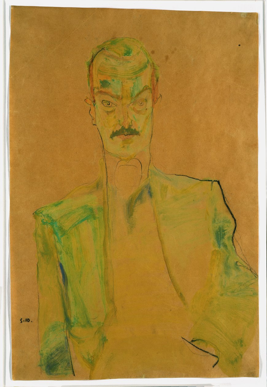 Nude on Coloured Fabric by Egon Schiele