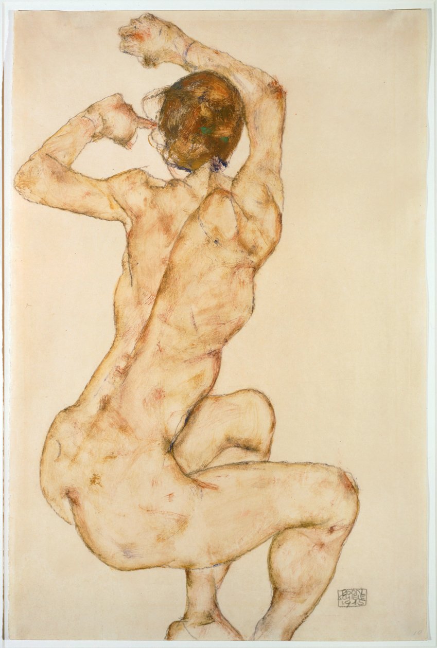 Nude with raised Arms by Egon Schiele