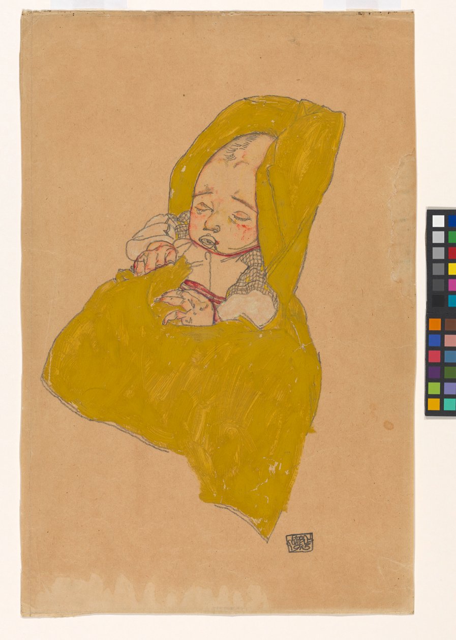 Infant in Swaddling Clothes by Egon Schiele