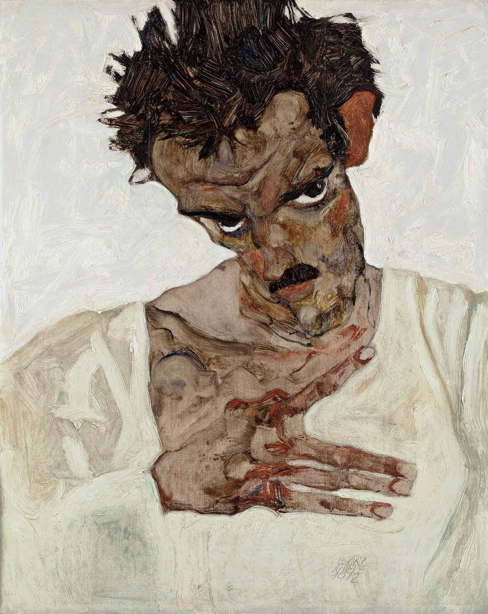 Self-Portrait with Bowed Head by Egon Schiele