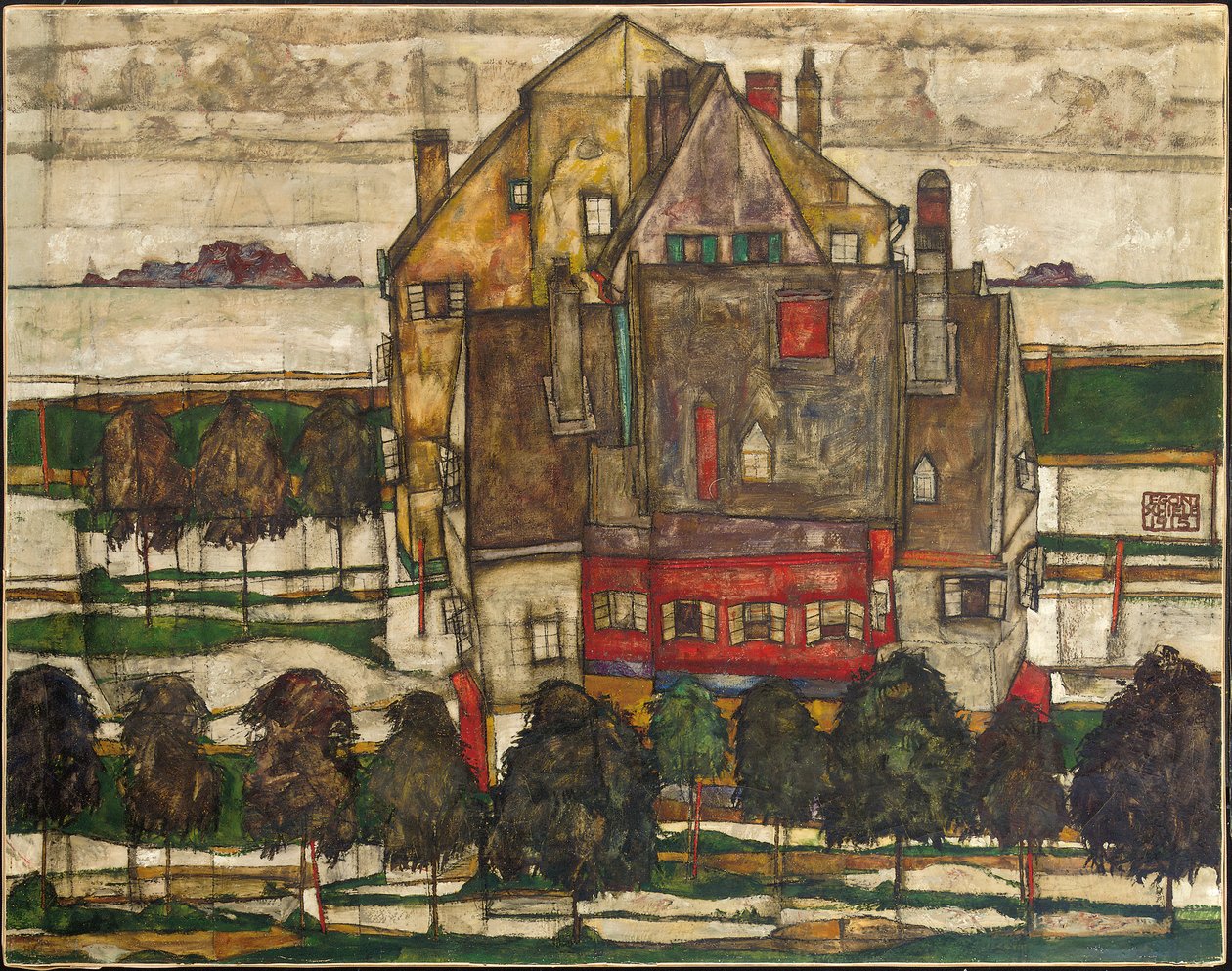 Single Houses (Houses with Mountain) by Egon Schiele