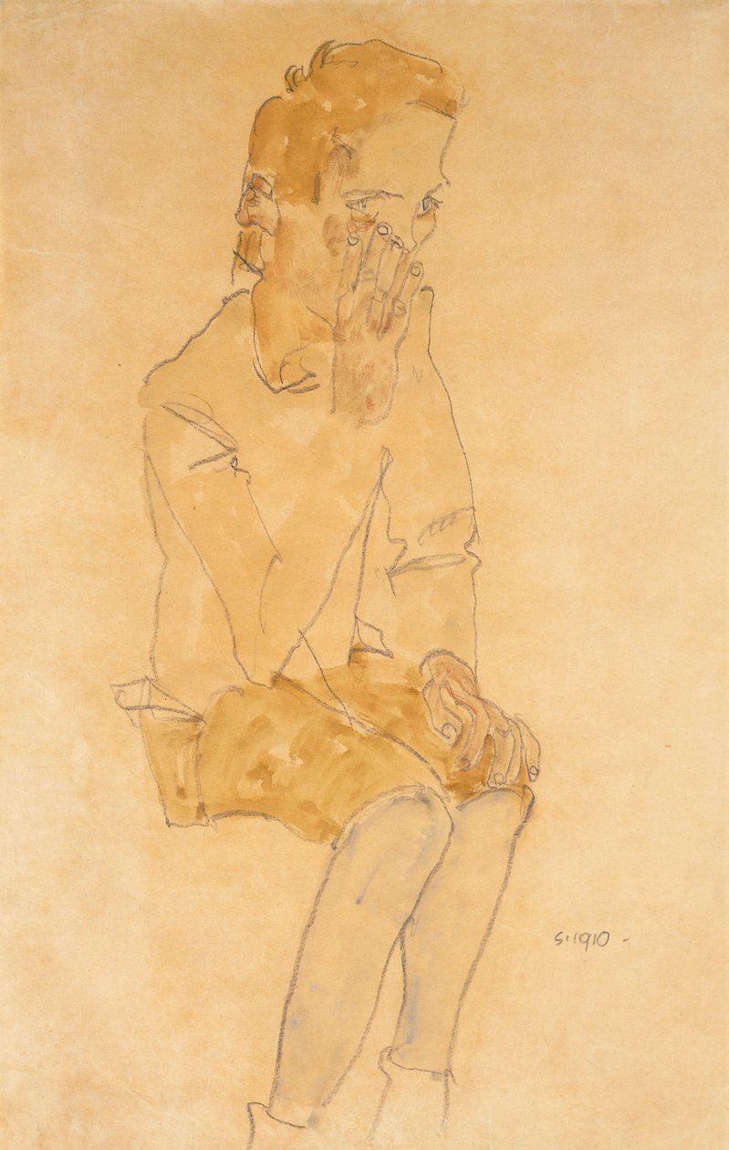Sitting Boy by Egon Schiele