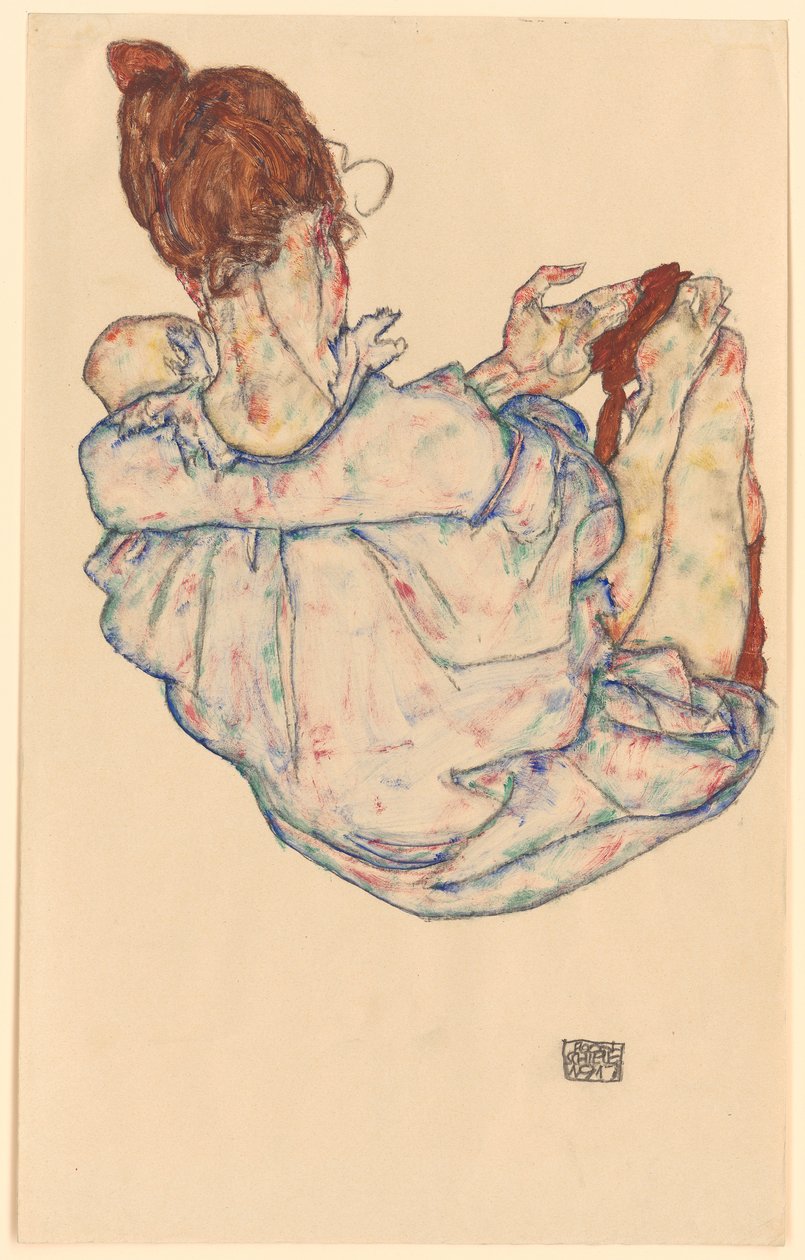 Seated Woman, Back View by Egon Schiele