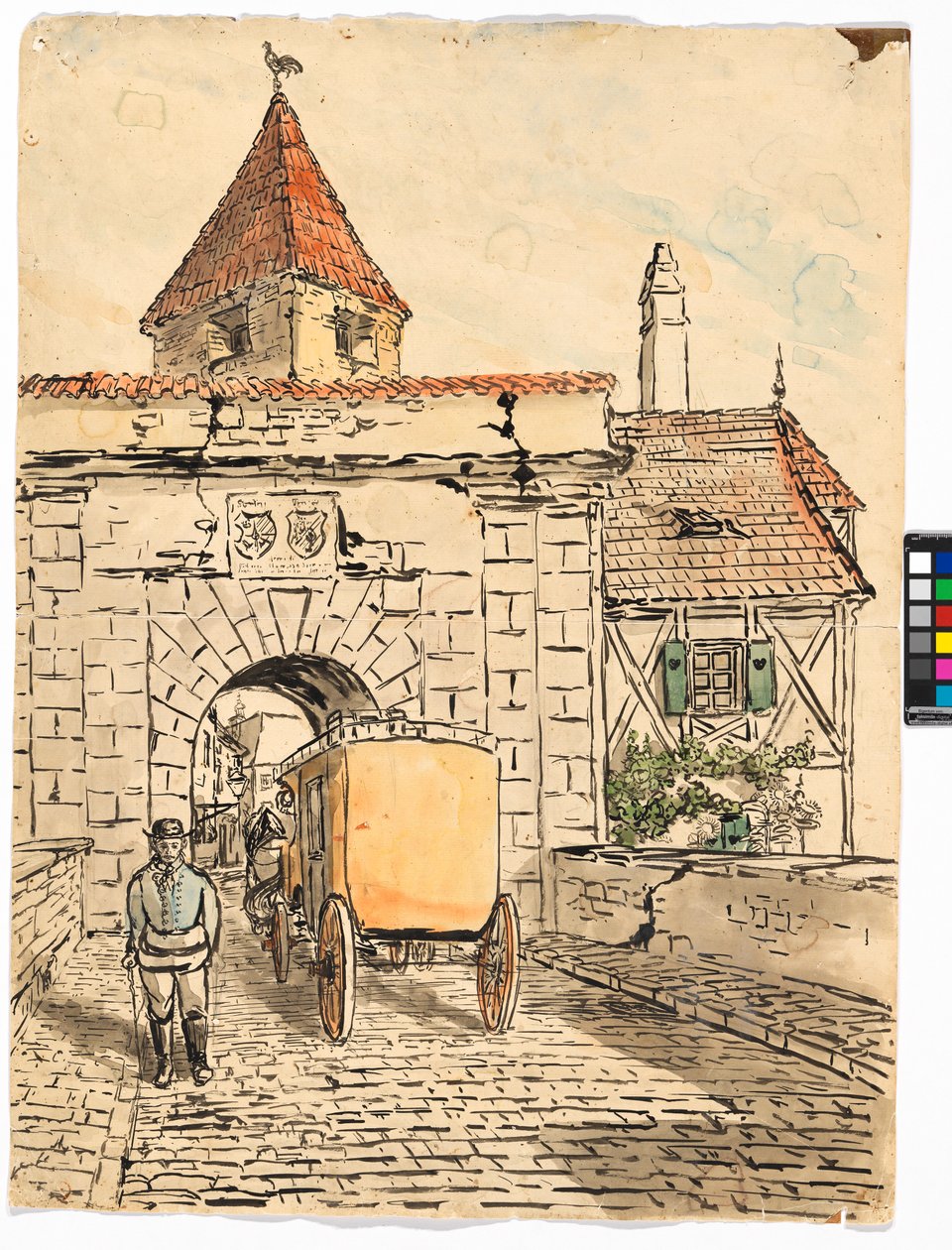 City Gate with Carriage (Student Work) by Egon Schiele