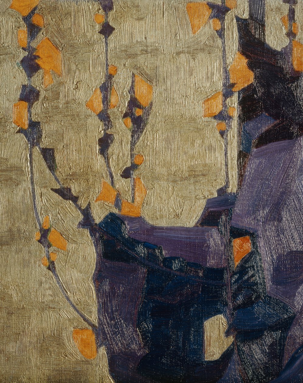 Stylized Flower Against Decorative Background by Egon Schiele