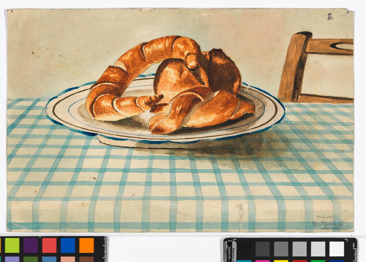 Still Life with Pastry Plate by Egon Schiele