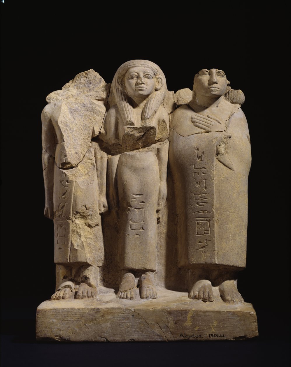 Group Statuette of 3 Figures, Late 12th Dynasty - Early 13th Dynasty by Egyptian