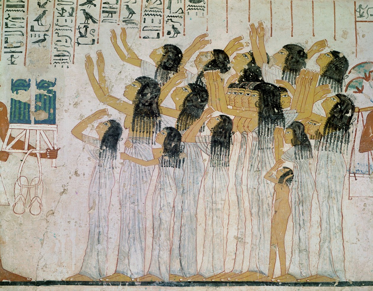 Weeping Women in a Funeral Procession, from the Tomb-Chapel of Ramose, Vizier and Governor of Thebes, New Kingdom, c.1360 BC by Egyptian 18th Dynasty