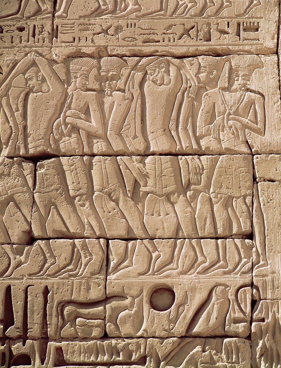 Philistine prisoners being led away, from the Temple of Ramesses III by Egyptian 20th Dynasty