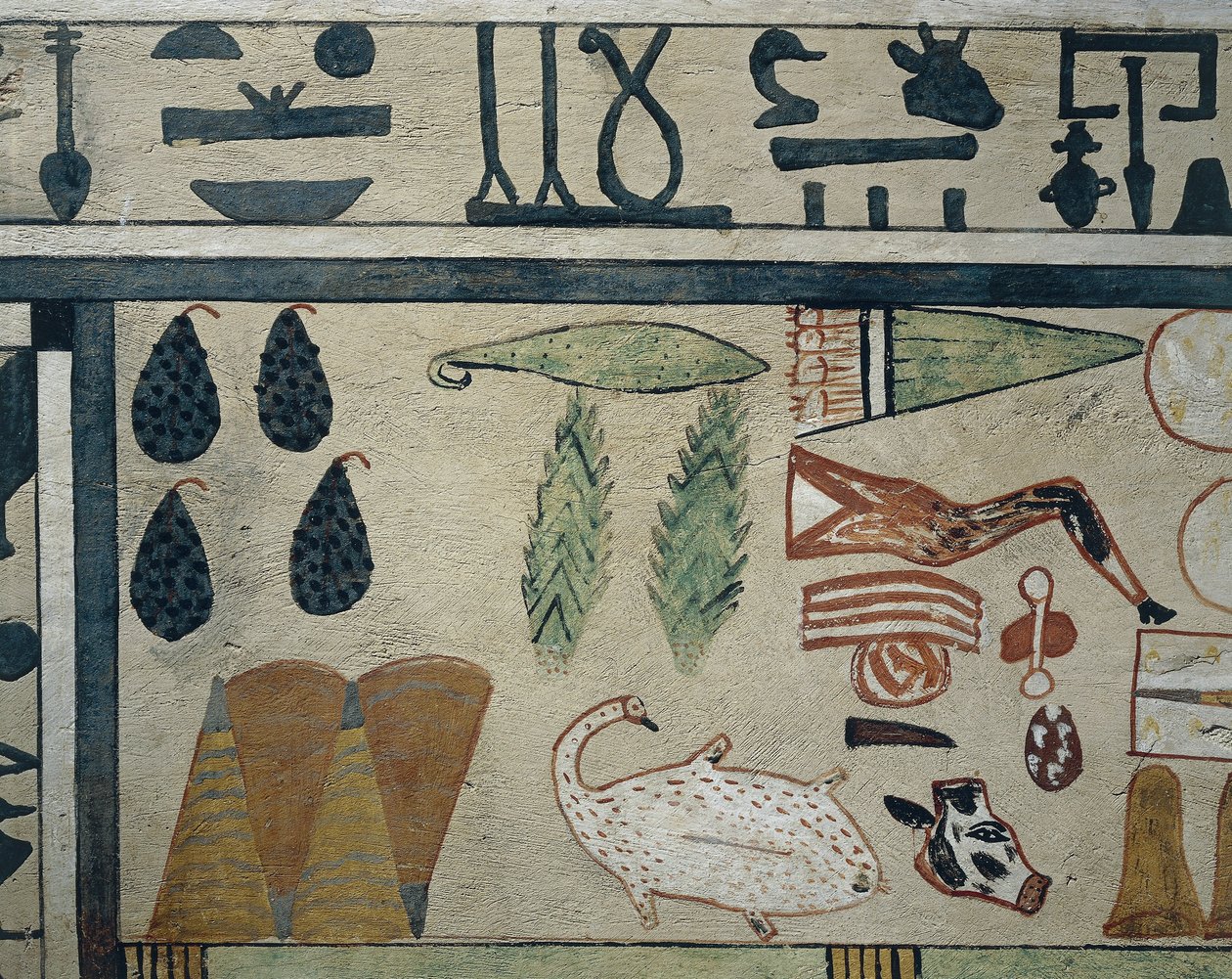 Panel Detail Representing Various Food Offerings, from Sarcophagus of Irinimenpu by Egyptian 12th Dynasty