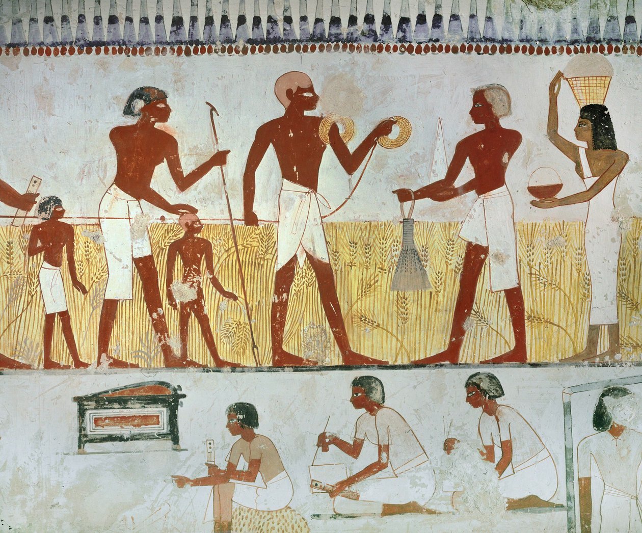 A Servant Measures a Field in the Presence of the Farmer and His Wife by Egyptian 18th Dynasty