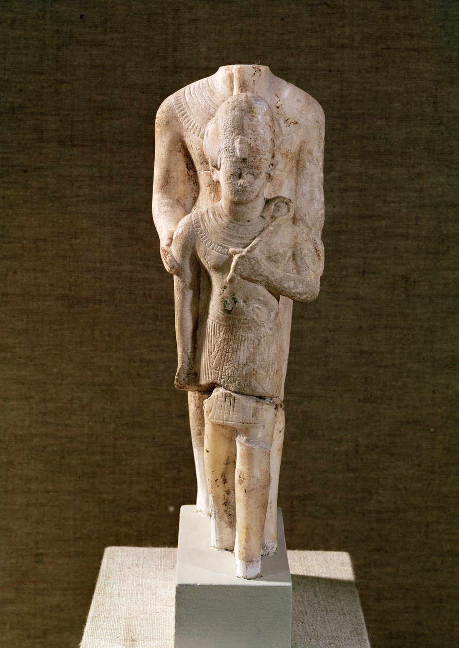 Amun protecting Amenhotep III (1382-44 BC) from the Temple of Amun, Karnak by Egyptian 18th Dynasty