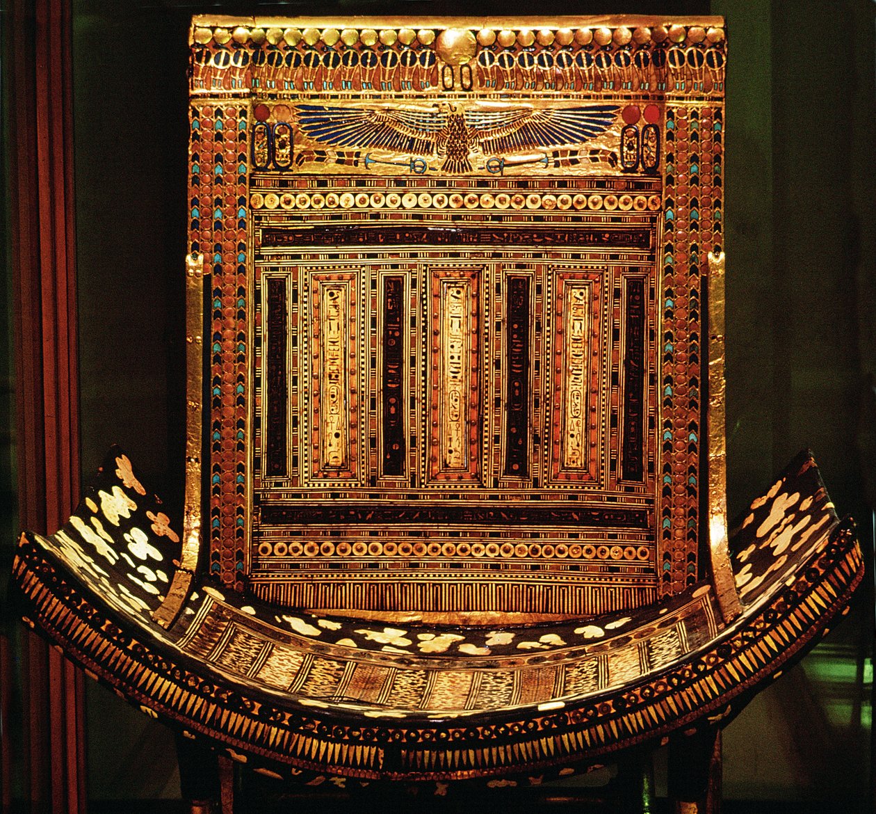 Ceremonial Chair of Tutankhamun, Detail of the Curved Seat and Back, New Kingdom by Egyptian 18th Dynasty