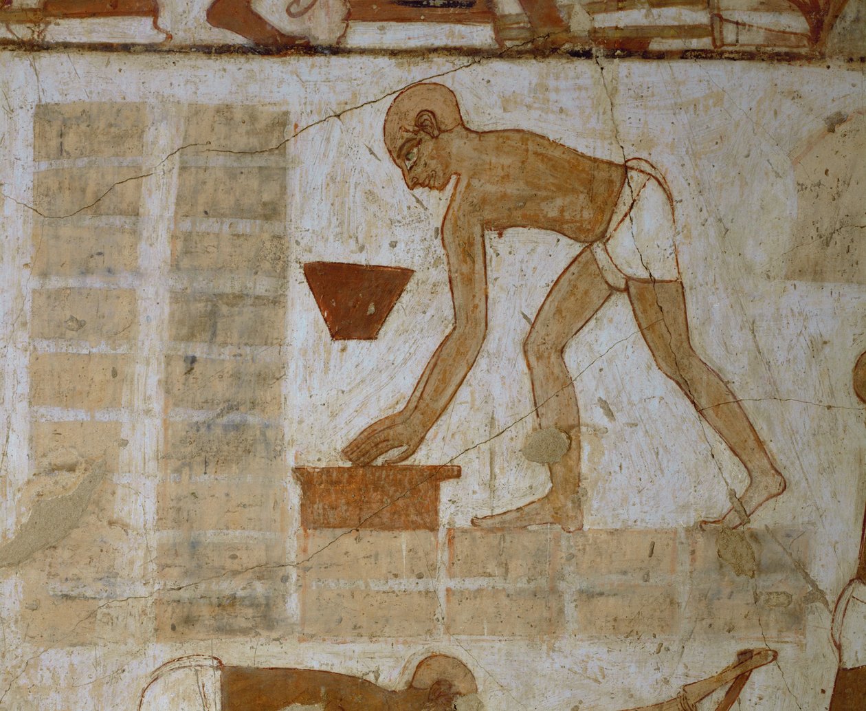 Craftsman Laying Bricks for a Pylon by Egyptian 18th Dynasty