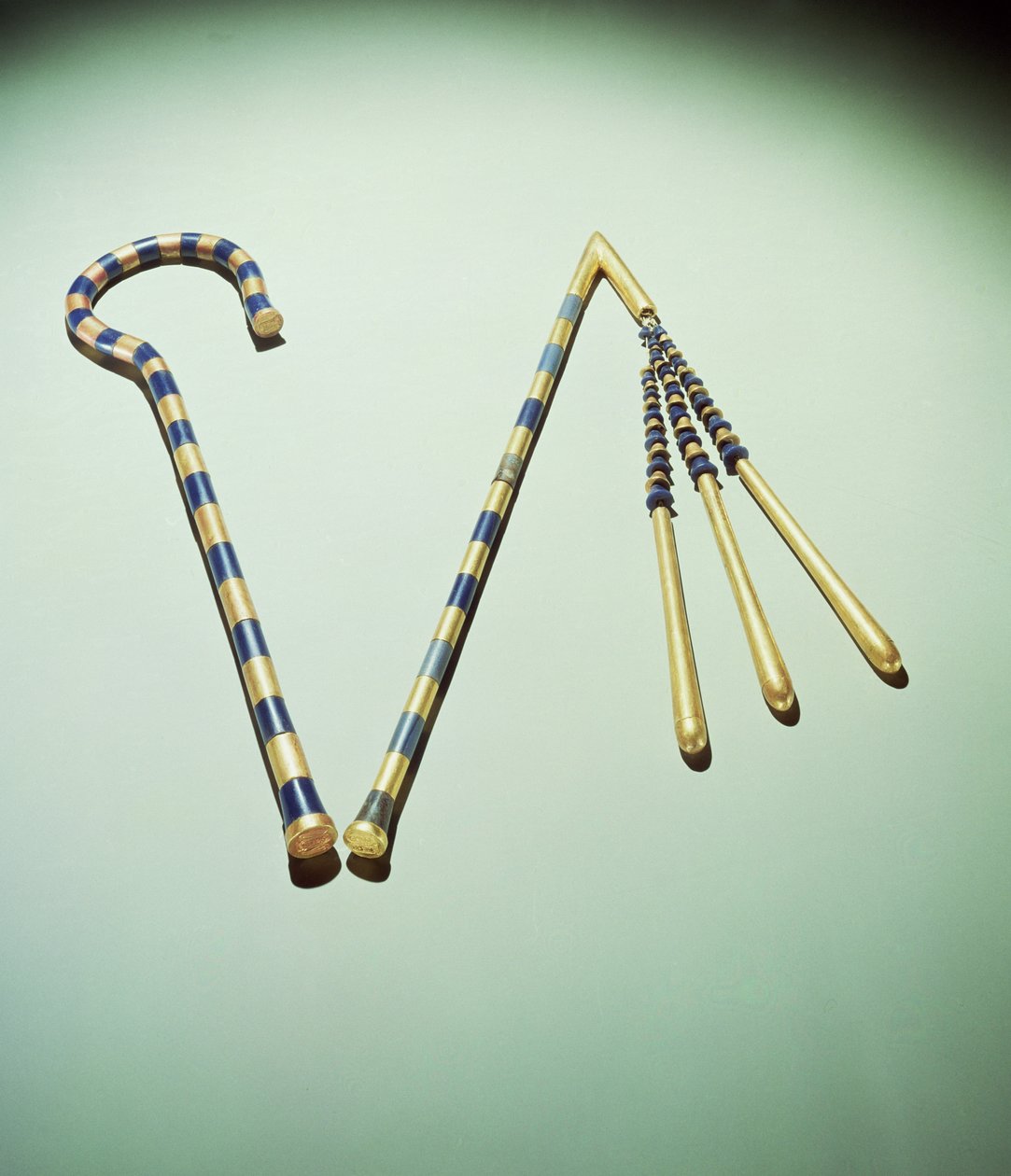 Crook and flail, from the Tomb of Tutankhamun (c.1370-1352 BC) New Kingdom by Egyptian 18th Dynasty