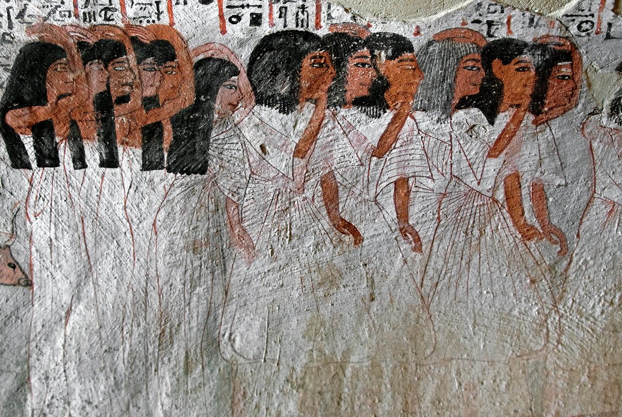 Egyptian antiquity: procession of weeping. Painting of the Tomb of Roy (TT255). 18th dynasty. From the West Bank of Luxor, Egypt by Egyptian 18th Dynasty