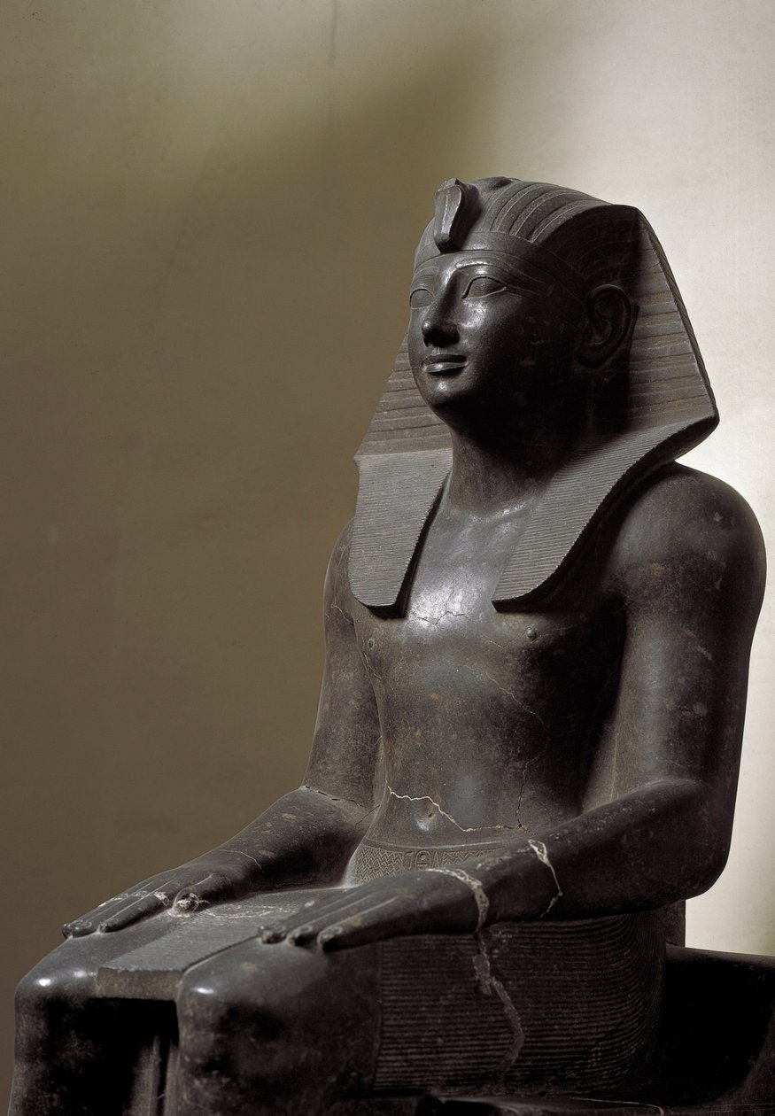 Sculpture of Basanite Representing the Ruler Thutmosis III by Egyptian 18th Dynasty