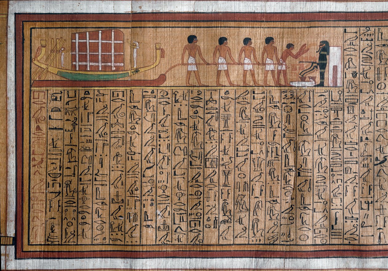 Egyptian Antiquity: The Transport of the Catafalque to the Tomb. Papyrus. Book of the Dead of Kha. 18th Dynasty by Egyptian 18th Dynasty