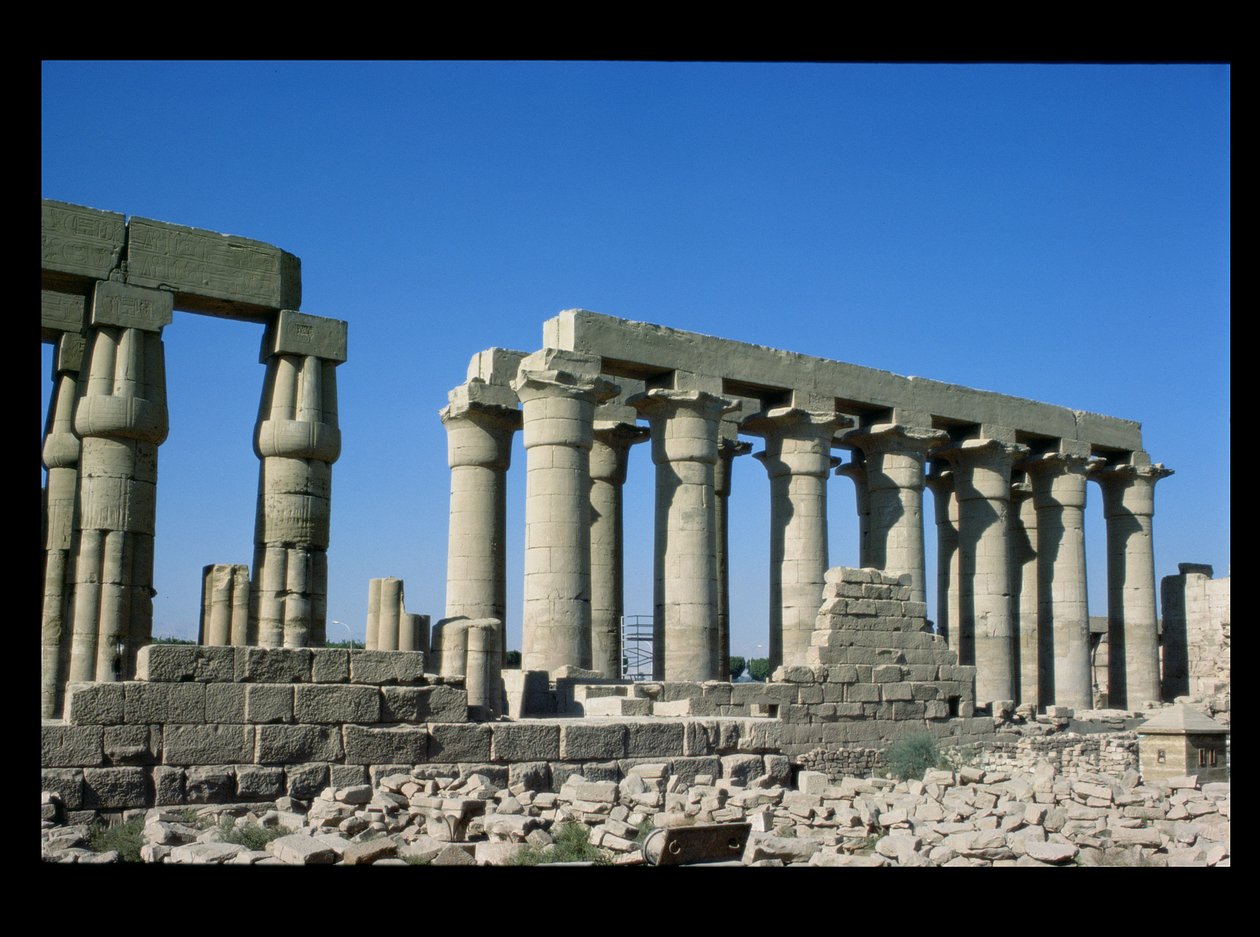 External view from the South of the colonnade of Amenophis III, New Kingdom by Egyptian 18th Dynasty