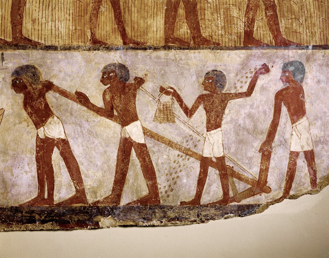 Field Labourers Ploughing by Hand by Egyptian 18th Dynasty