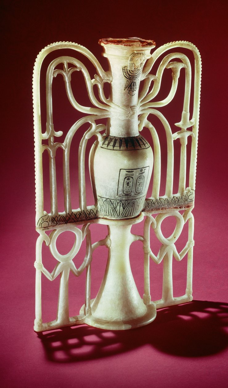 Floral unguent jar, from the Tomb of Tutankhamun (c.1370-1352 BC) New Kingdom by Egyptian 18th Dynasty