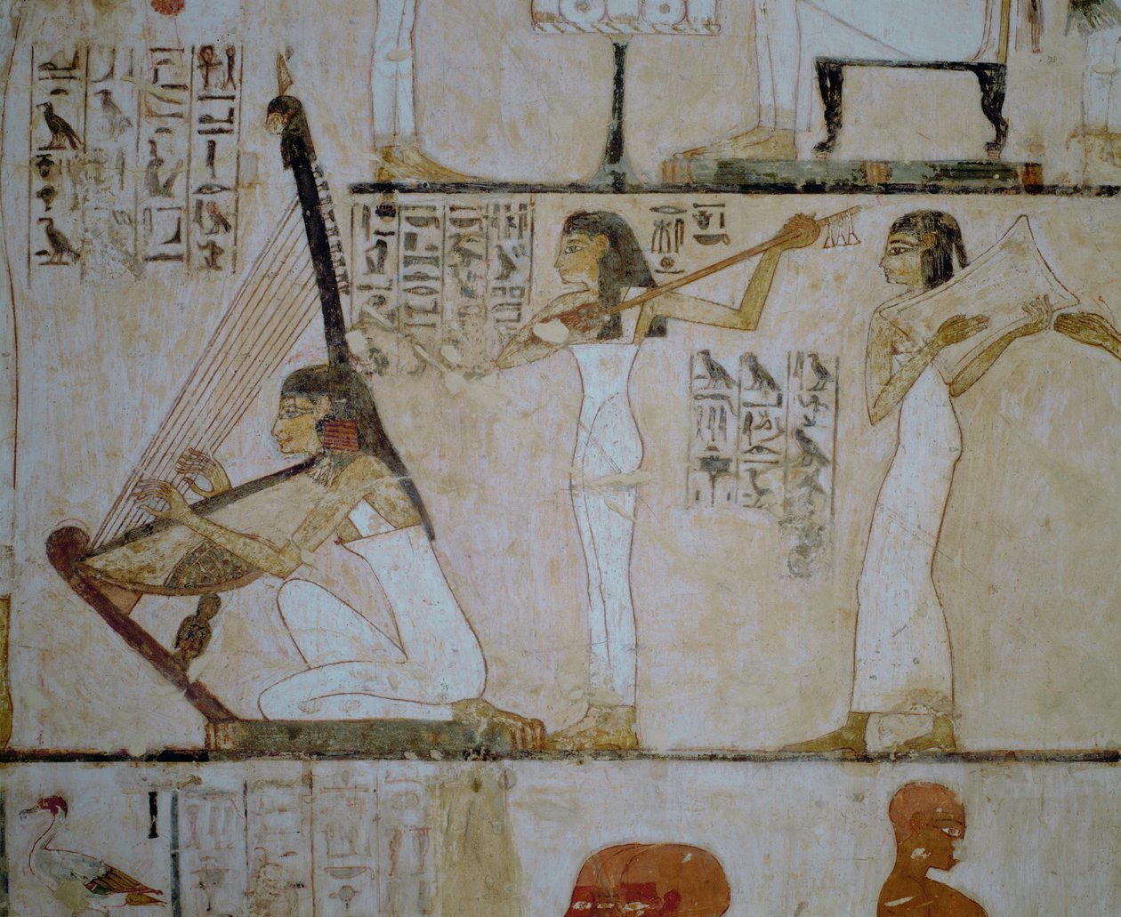 Girl Musicians with Harp and String Instruments