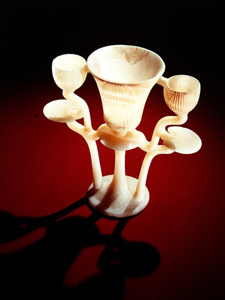 Lamp in the form of three lotus flowers, from the tomb of Tutankhamun, New Kingdom by Egyptian 18th Dynasty