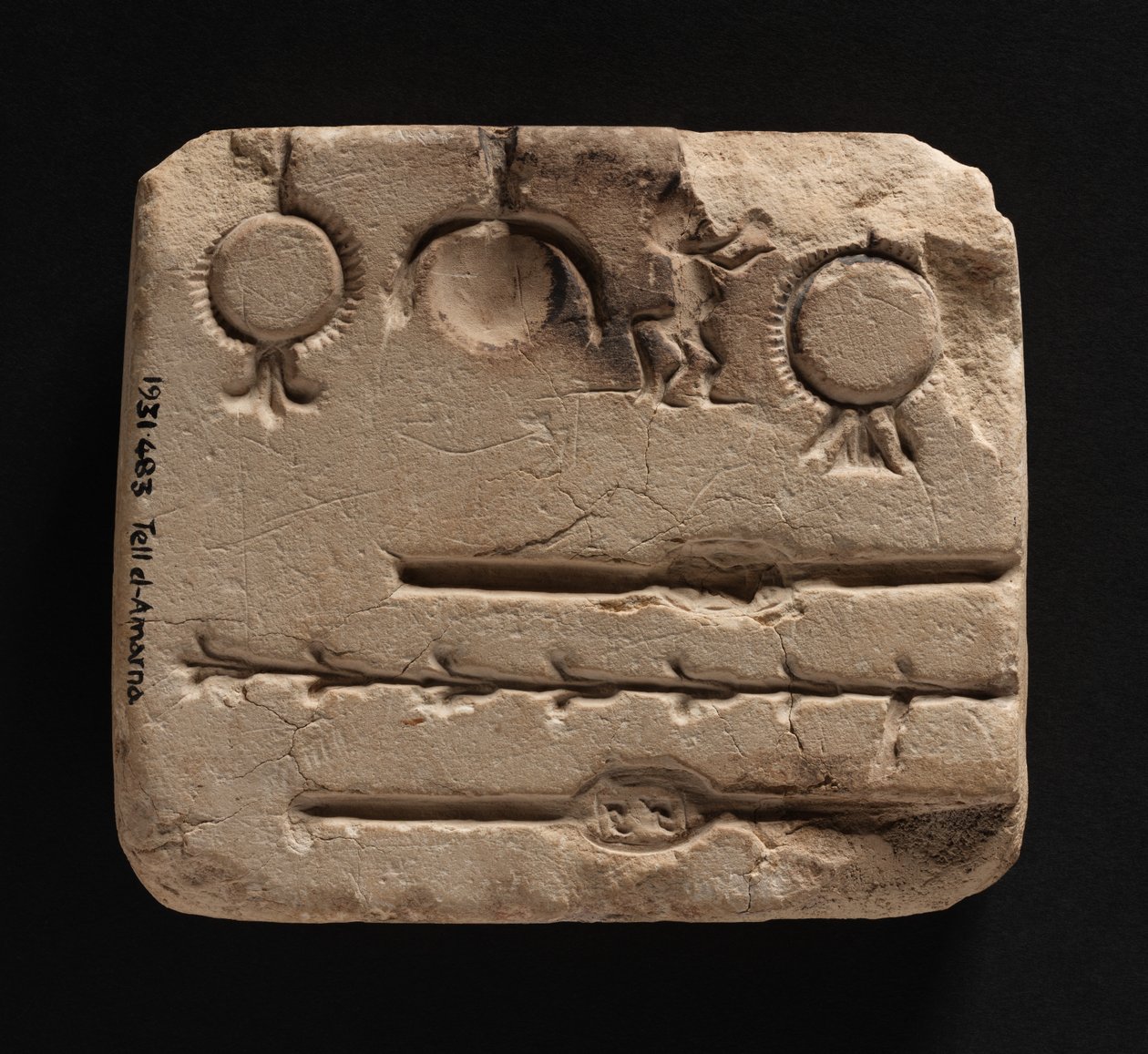 Limestone mould for casting metal jewellery, New Kingdom by Egyptian 18th Dynasty