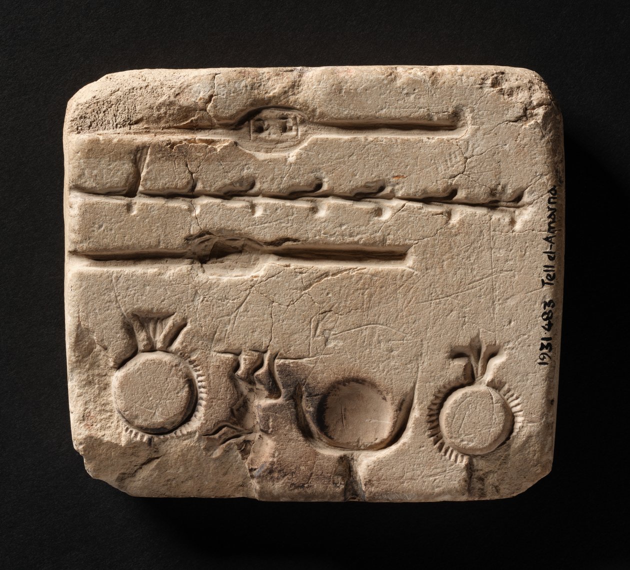 Limestone mould for casting metal jewellery, New Kingdom by Egyptian 18th Dynasty