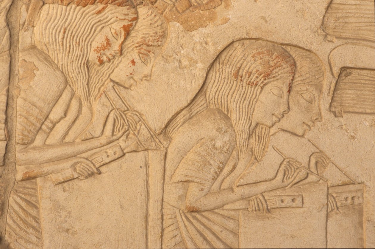 Relief Depicting Scribes at Work, from the Tomb of Horemheb (detail) by Egyptian 18th Dynasty