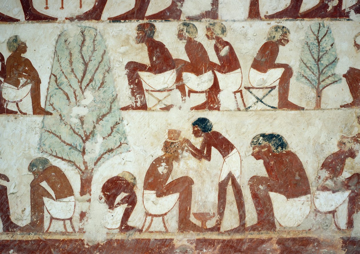 Soldiers Having Their Hair Cut (detail) by Egyptian 18th Dynasty