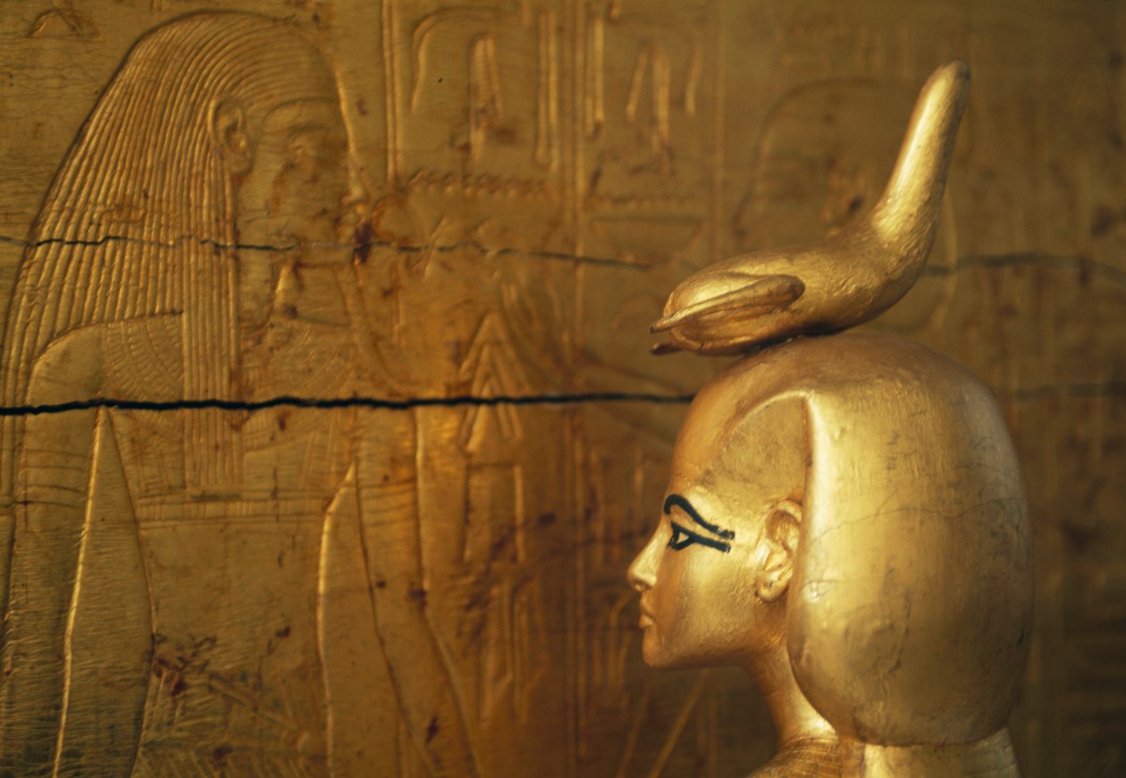 Statue of Selkis or Serket Protecting Chest of Canopic Jars, Treasury of Tutankhamun by Egyptian 18th Dynasty