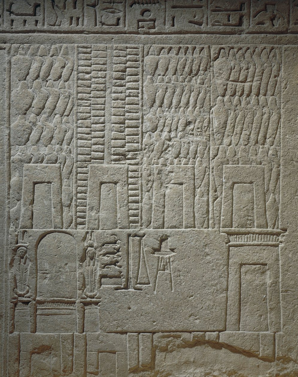Wall relief depicting a warehouse (detail) by Egyptian 18th Dynasty