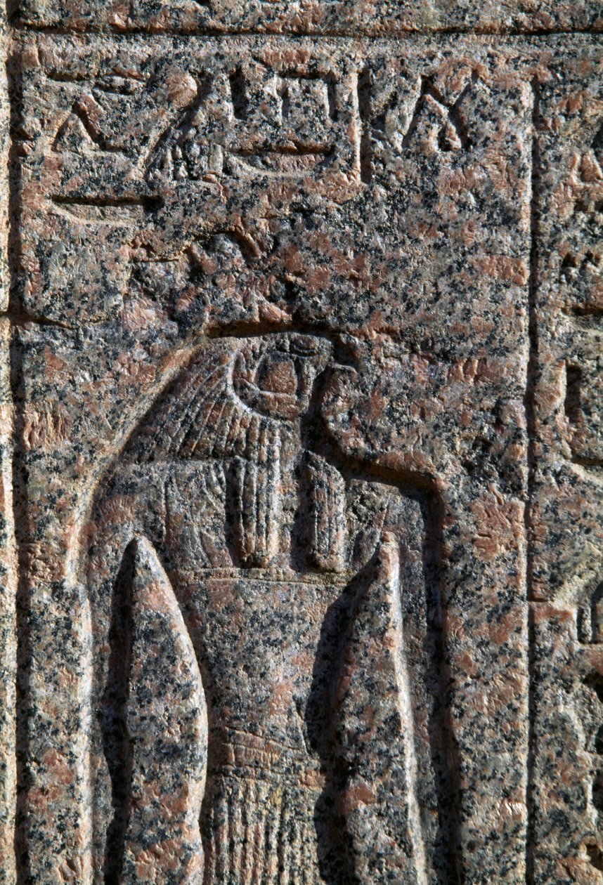 Depiction of Horus, inscription and relief of Horus and Thoth, sarcophagus of Amenhotep, Memphis, Egypt, New Kingdom, Dynasty XIX by Egyptian 19th Dynasty