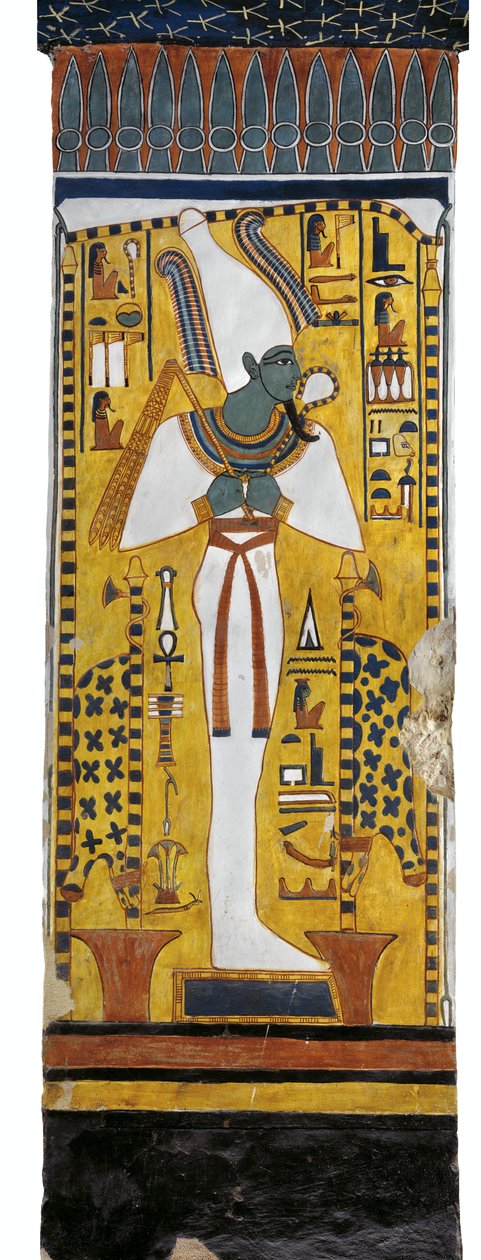 Tomb of Nefertari, Mural Painting of Osiris in Burial Chamber by Egyptian 19th Dynasty