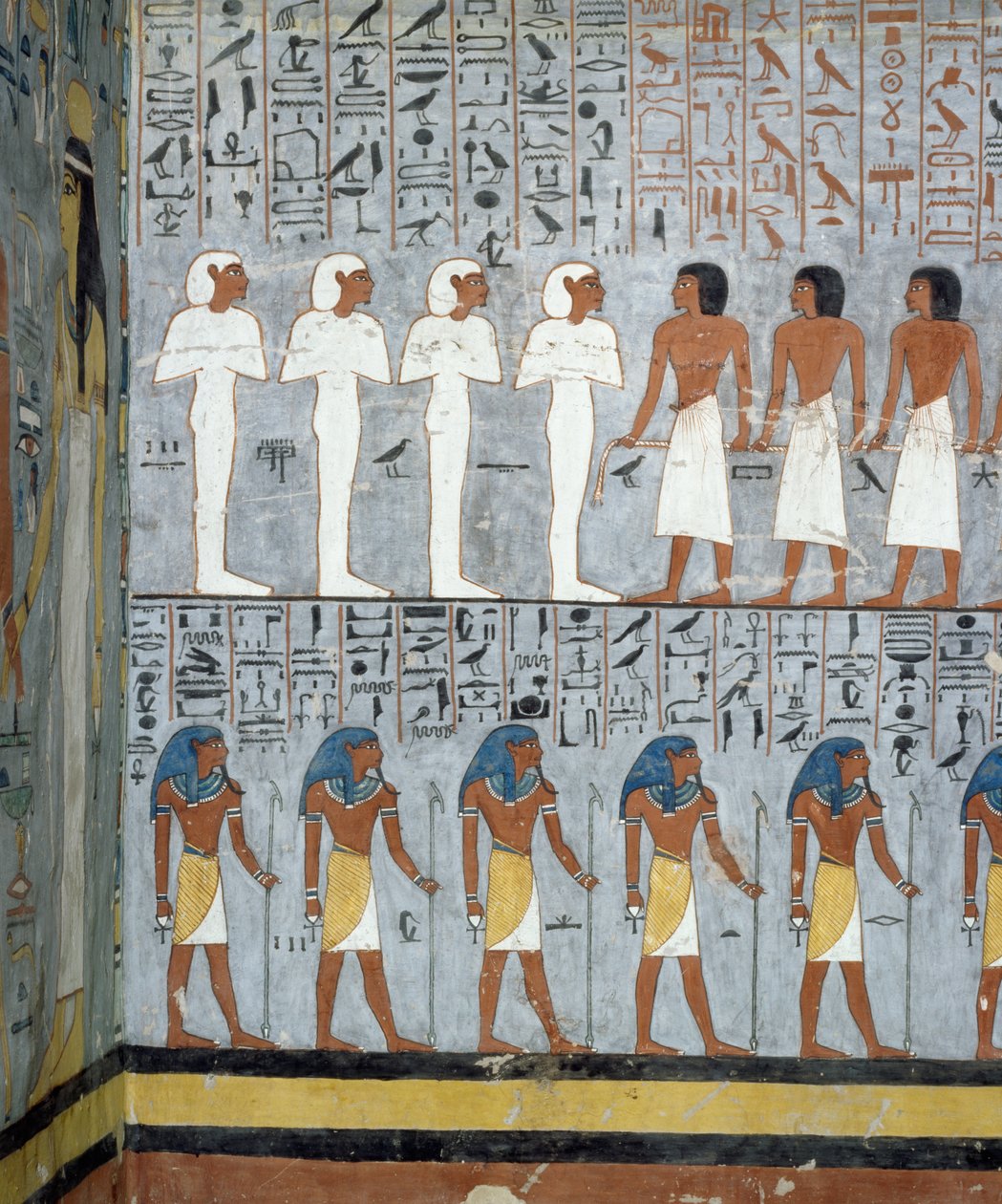 Mummies and male figures (detail), frescoes in burial chamber of Tomb of Ramesses I, Valley of Kings, Luxor, Thebes by Egyptian 19th Dynasty