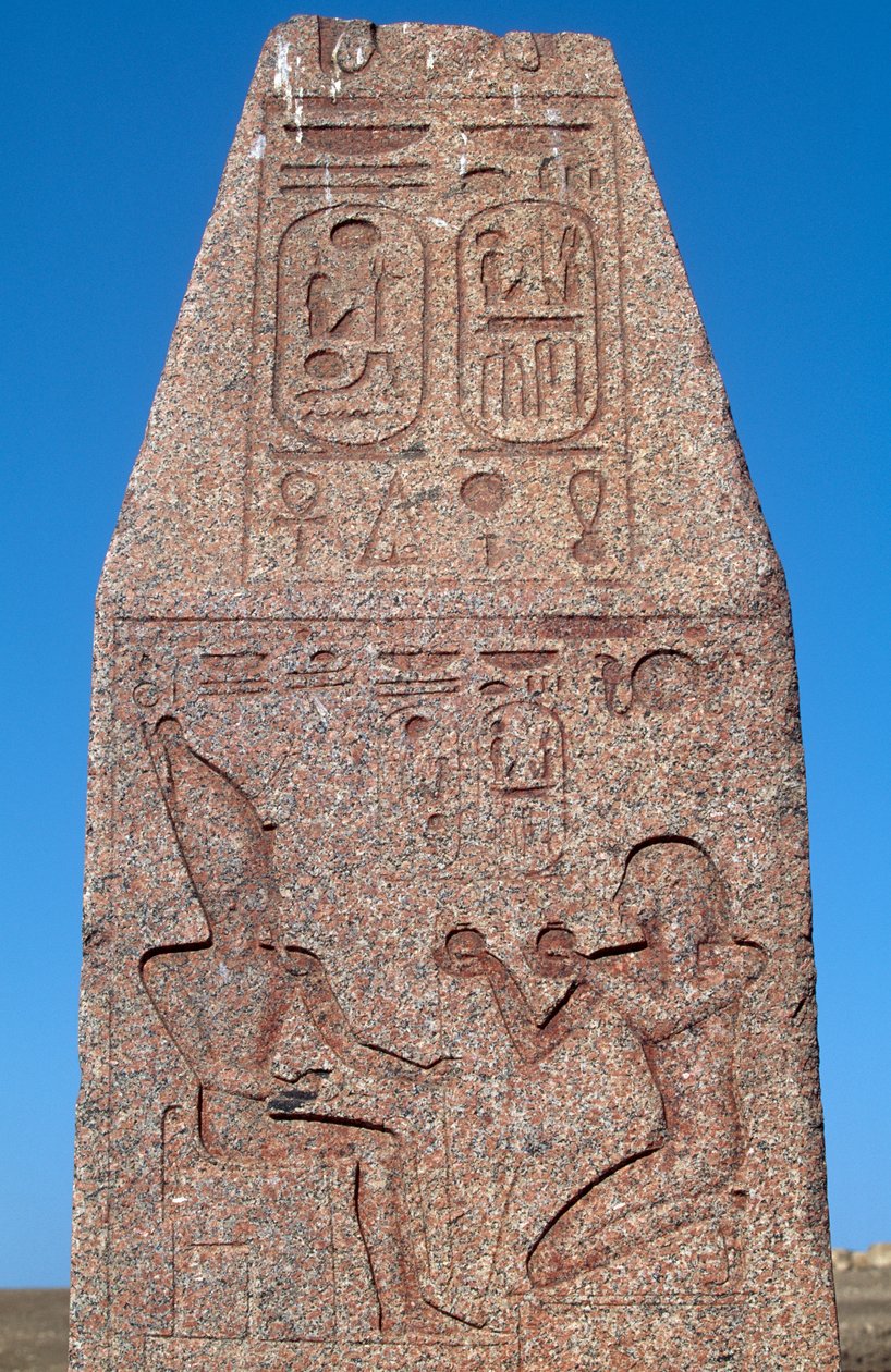 Obelisk with reliefs and inscriptions of Ramses II, Great Temple of Amun, Tanis, Egypt by Egyptian 19th Dynasty