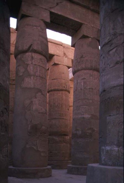Papyrus Columns with Bud Capitals in the Hypostyle Hall of the Temple of Amun, New Kingdom by Egyptian 19th Dynasty