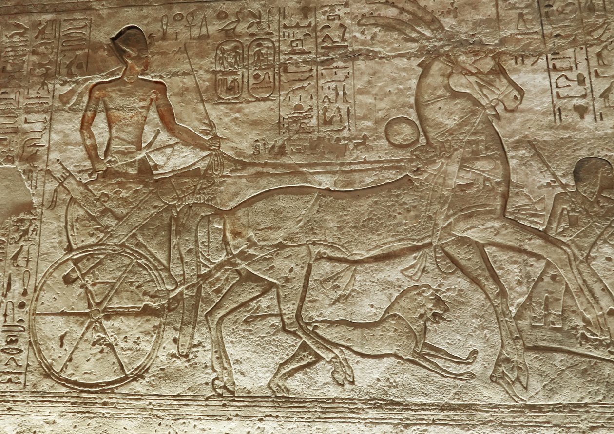 Ramses II on his cart, great temple of Abu Simbel by Egyptian 19th Dynasty