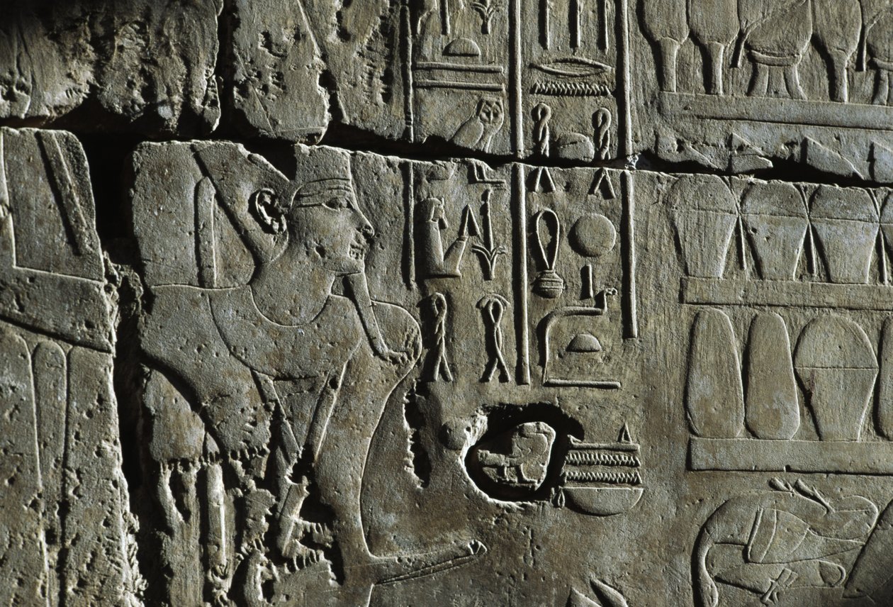 Relief, Temple of Amun, Luxor, ancient Thebes (UNESCO World Heritage List) by Egyptian 19th Dynasty