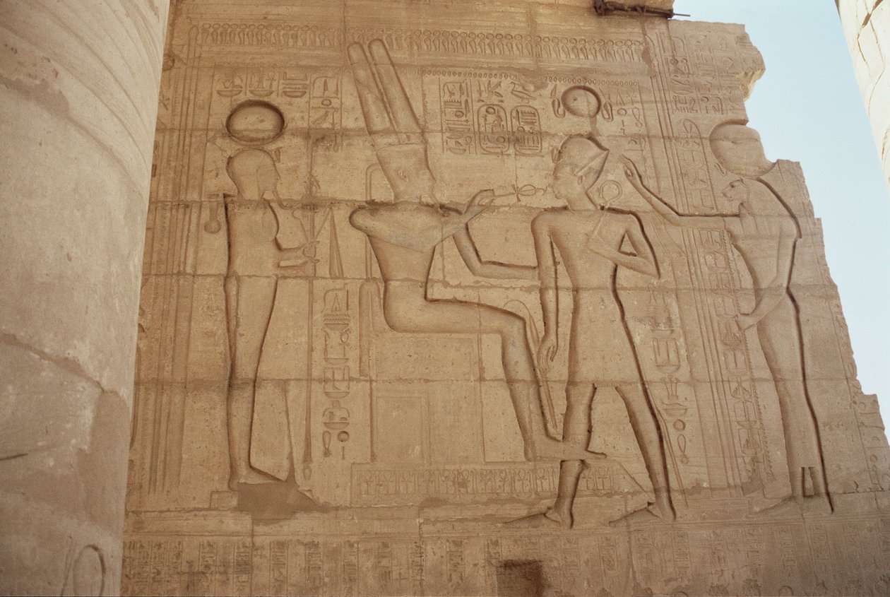 Relief depicting the lioness-headed goddess Mut presenting Ramesses II ...