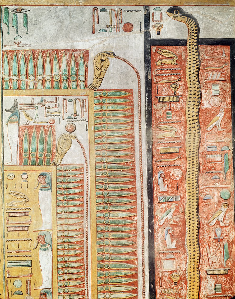 Relief depicting the path which the dead must cross to the afterlife, from the Tomb of Seti I by Egyptian 19th Dynasty