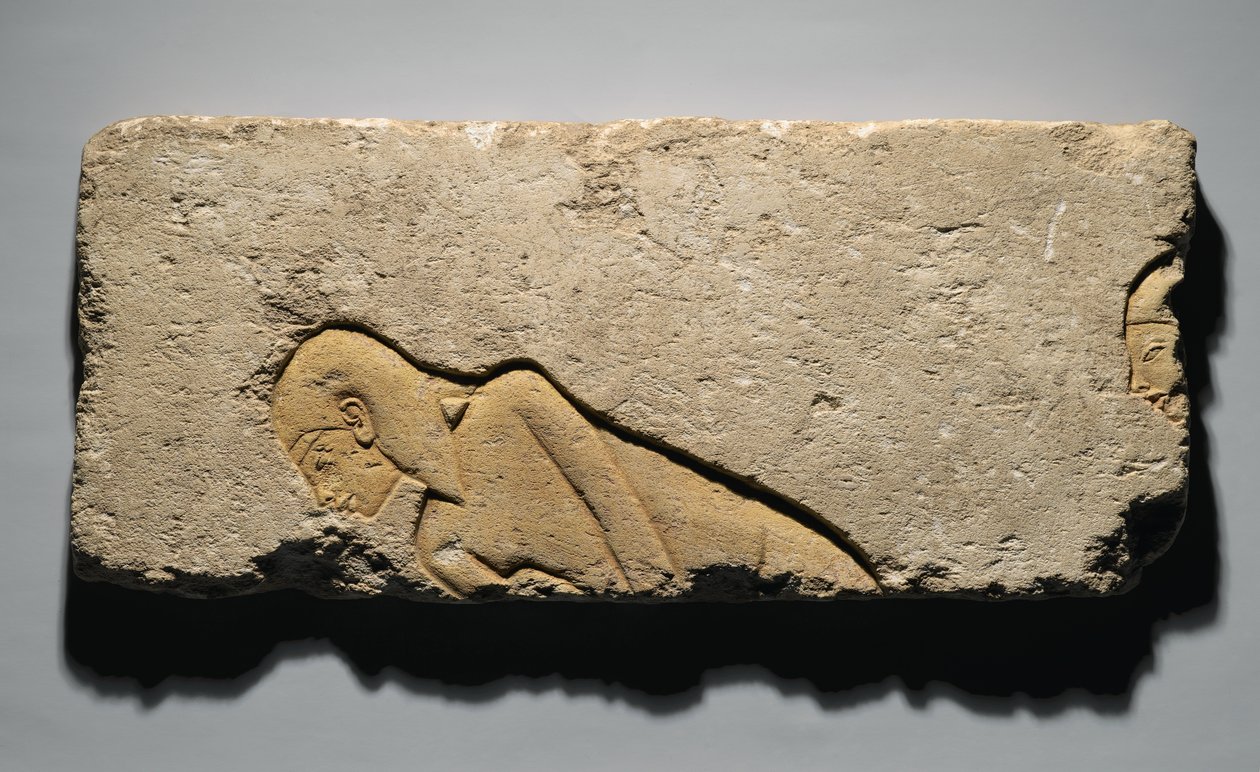 Relief Depicting Two Men Bowing, from Tell el-Amarna, New Kingdom, c.1352-1336 BC by Egyptian 19th Dynasty