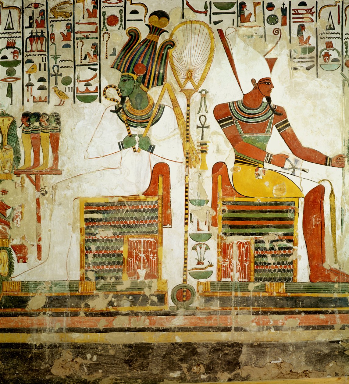 The Gods Osiris and Atum, from the Tomb of Nefertari, New Kingdom by Egyptian 19th Dynasty
